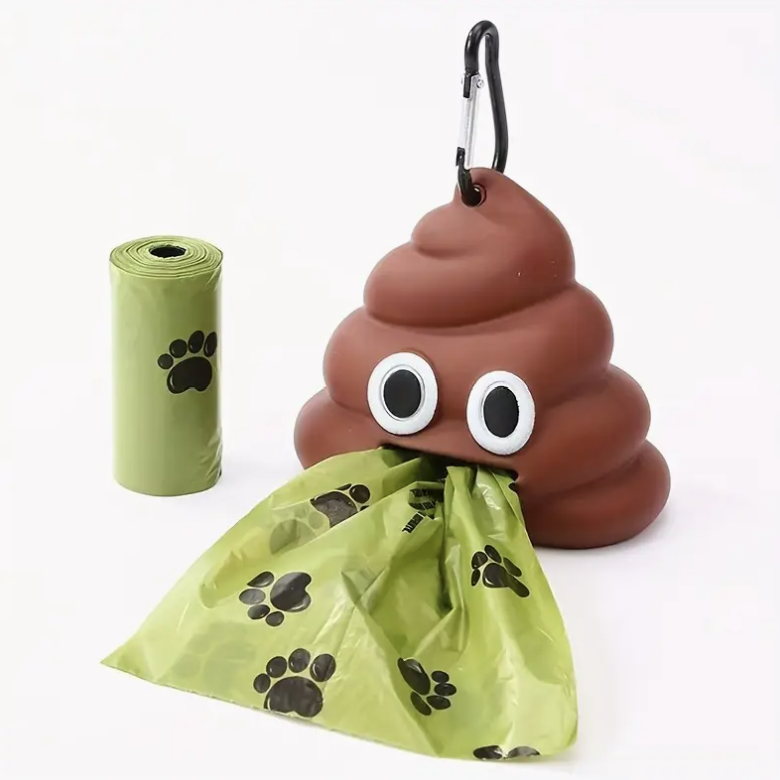 Poo Emoji bag holder and roll of bags